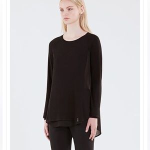 RUDSAK Dionne Long Sleeve Sweater Top, Sheer Back, Black, Size Small